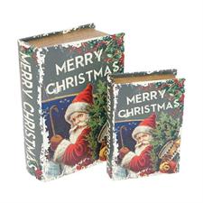 S/2 BOX LIBRO VERDI MERRY XMAS